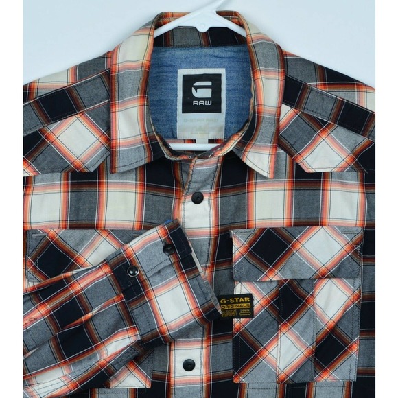 Shirts | Gstar Raw Mens M Orange Plaid 